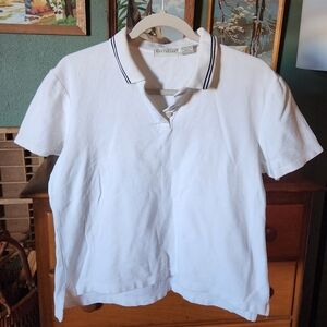 Ann Taylor White Polo Shirt with Black Trim